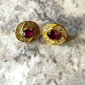 Beautiful amethyst and cz chips pierced earrings